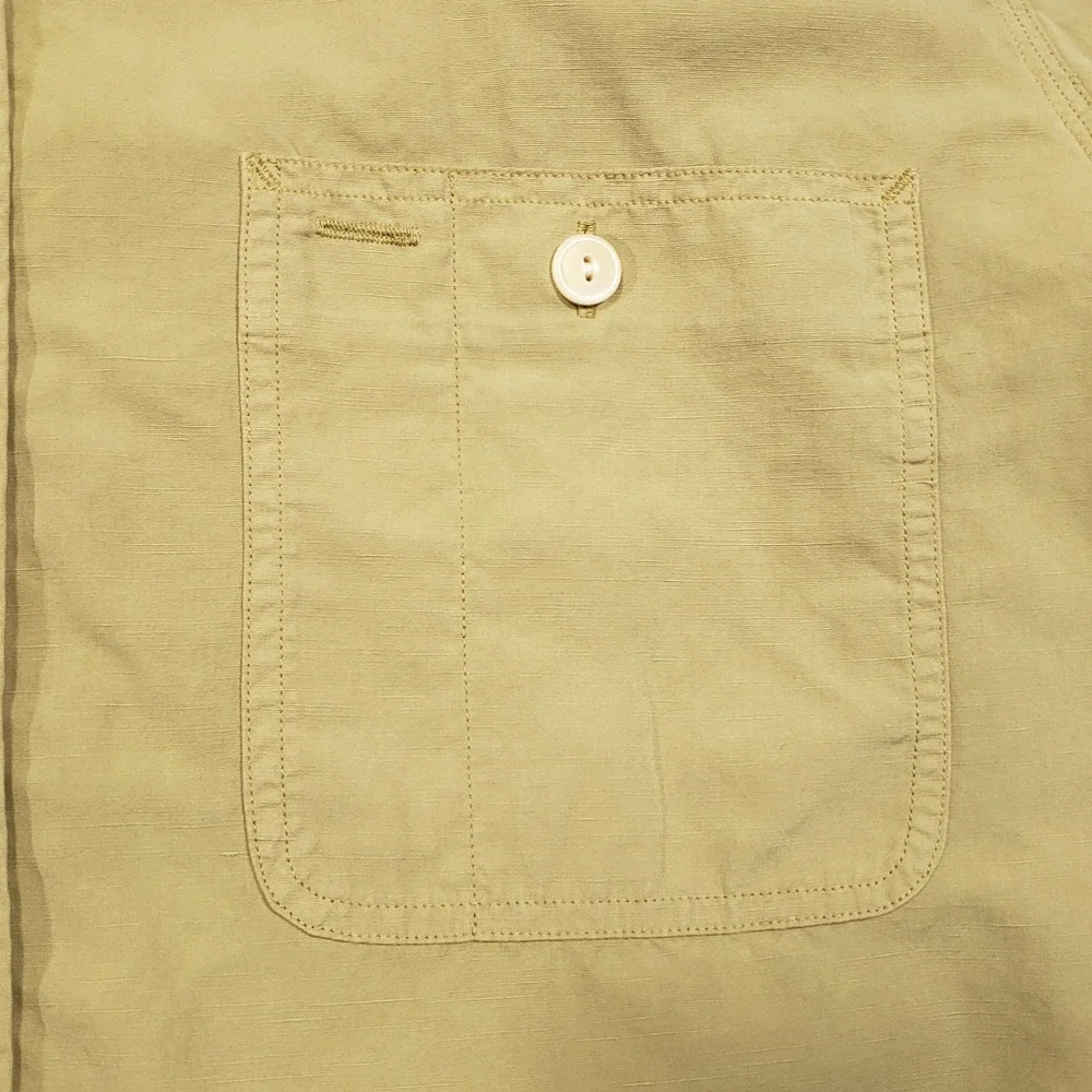 Polo Ralph Lauren Safari Button Up Shirt Men Medium Tan Linen Blend Short Sleeve